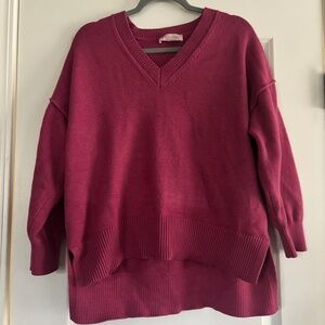 Philosophy Womens pink flattering high low V neck sweater size 2X